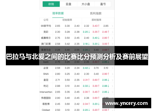 巴拉马与北爱之间的比赛比分预测分析及赛前展望